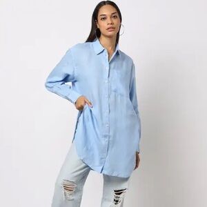 NEW: GAP 100% Linen Weekend Blue Button-Up Tunic